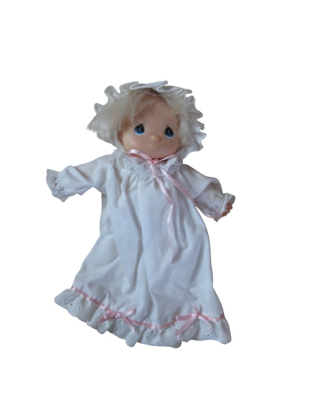 Precious Moments Girl Doll 8" Fabric Body Vinyl Head Hands Feet Blonde 1991